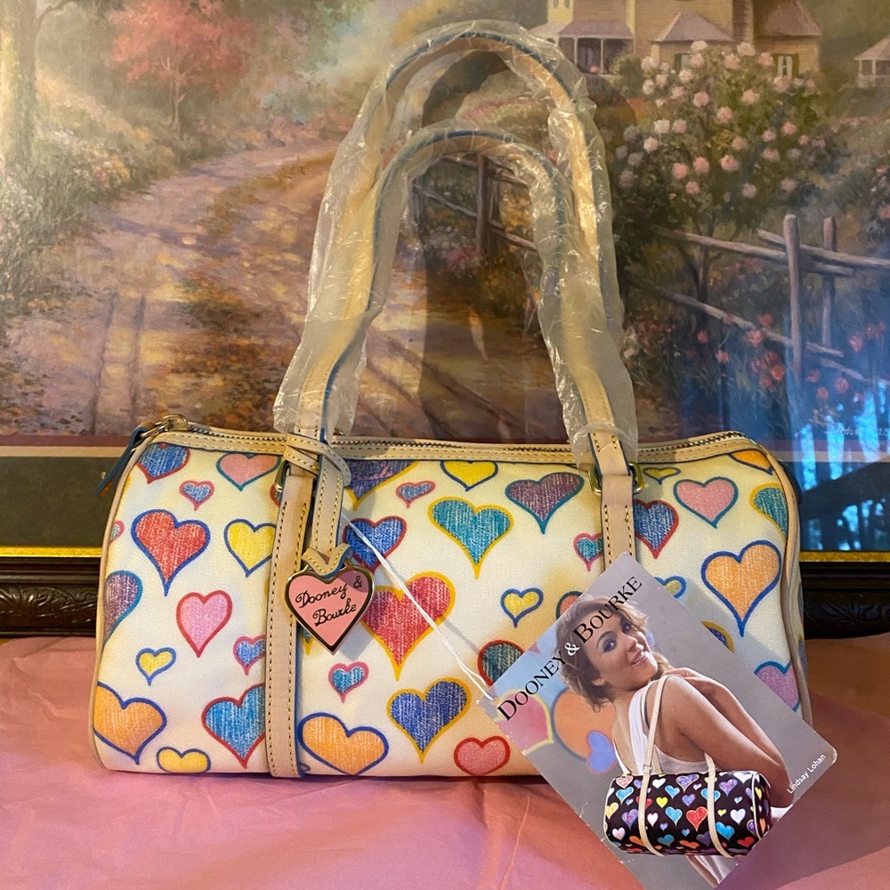 Y2K 2004 VINTAGE DOONEY & BOURKE LINDSAY HEARTS BAG UNUSED HTF CUTIE BEAUTY 🤍